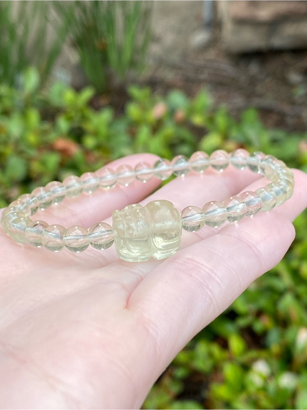 Natural Libyan Desert Glass Pixiu Bracelet 5.6mm Golden LDG Gemstone Bracelet